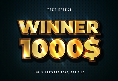 Winner editable font effect text vector