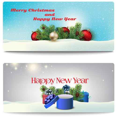 Winter christmas and new year greeting card banner vector