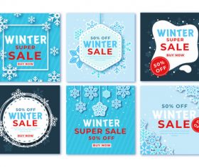 Winter sale instagram post pack vector