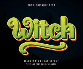 Witch 3d editable text vector