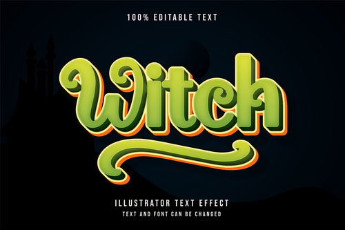 Witch 3d editable text vector