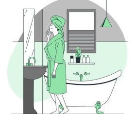 Woman in the bathroom cartoon illustration vector