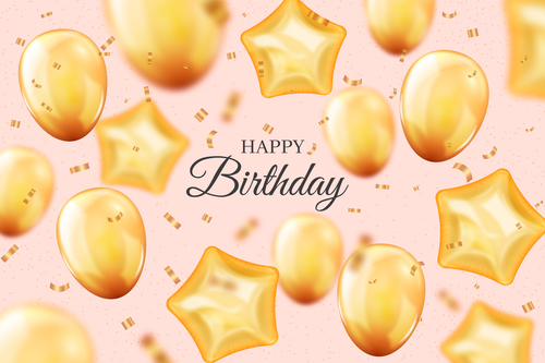 Yellow balloon background birthday invitation card vector