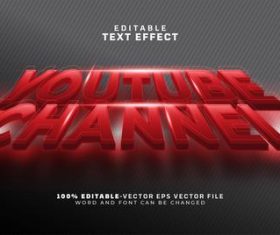 Youtube channel text effect vector