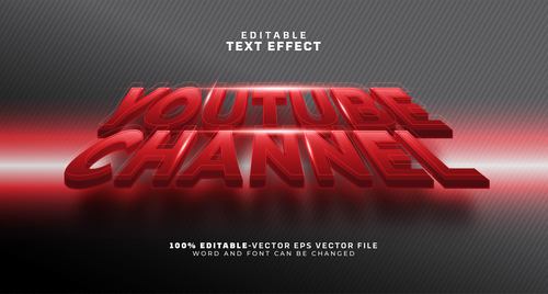 Youtube channel text effect vector