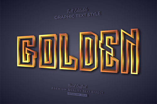 3d hollow text style effect vector