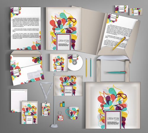 Abstract art cover corporate stationery collection vector