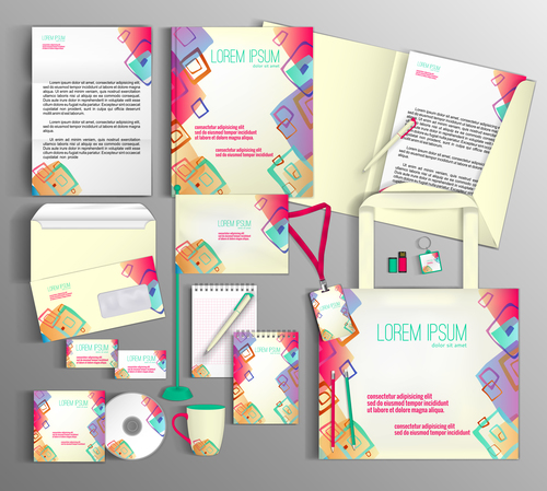 Abstract cover corporate identity stationery collection vector