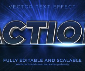Action fully editable and scalable 3d text style vector