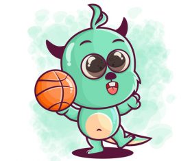 Animal playing basketball illustration vector