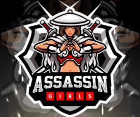 Assassin girls game emblem design vector