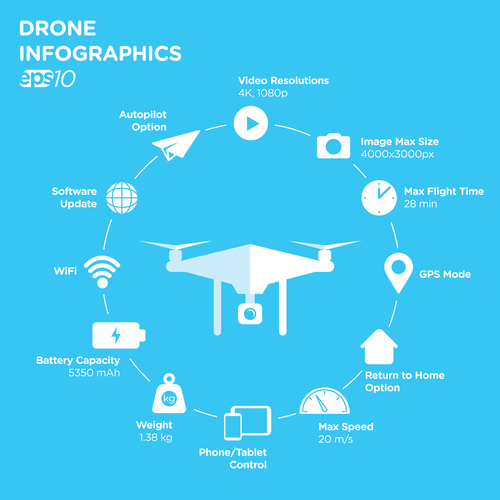 Assembled drone illustration vector