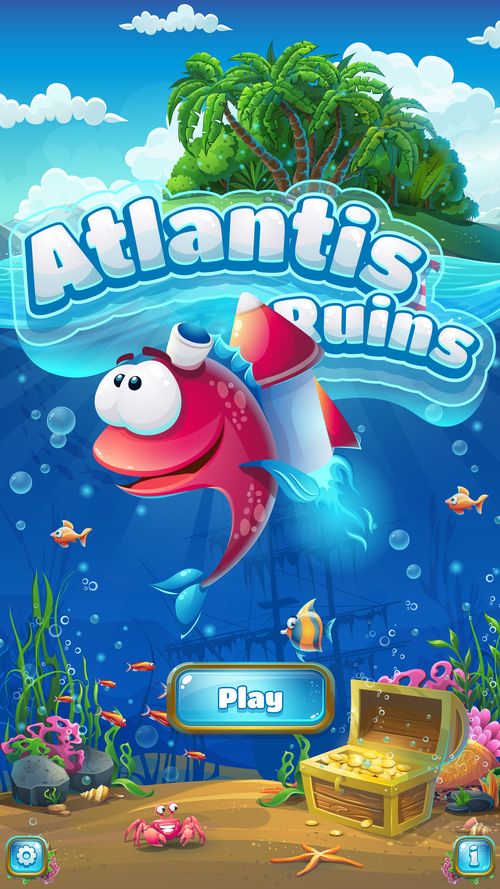 Atlantis ruins interface design vector