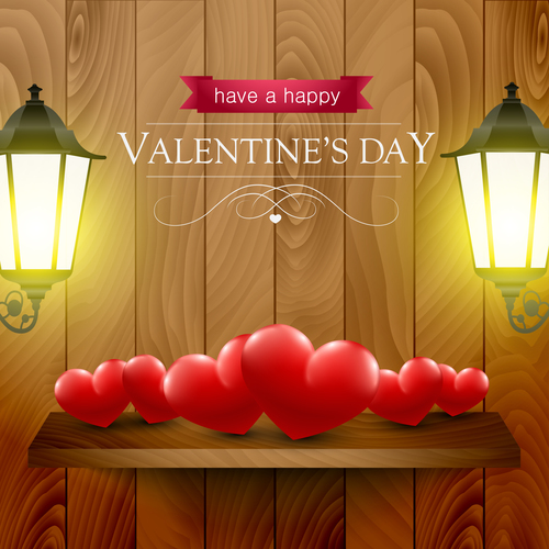 Backgrounds with hearts and lanterns for valentines day in vector