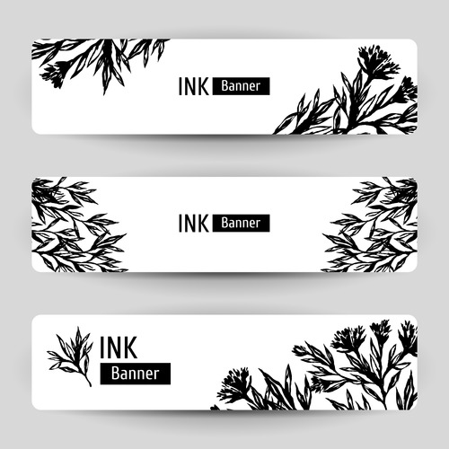 Banners with floral design vector