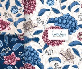 Beautiful red and blue floral pattern vector