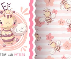 Bee cartoon vector seamless pattern