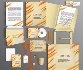 Beige and red cover corporate identity stationery collection vector