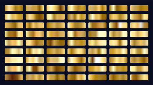 Big set of metallic gold gradients vector