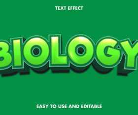 Biology 3d text style effect vector