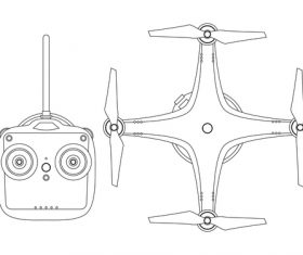 Black and white illustration drone vector
