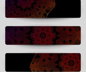 Black banners with geometric decoration vector