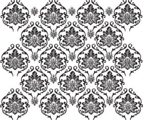 Black white flowers decoration vector background