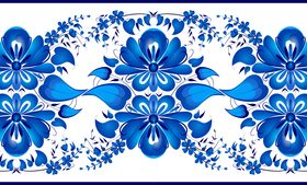 Blue flowers art deco pattern vector