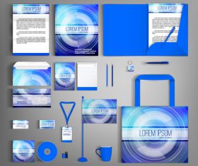 Blue gradient cover corporate stationery collection vector