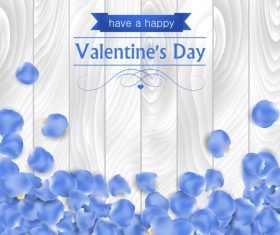 Blue petals valentine's day greeting card vector