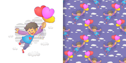 Boy cartoon seamless background vector