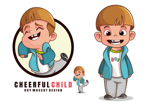 Boy mascot design logo vector