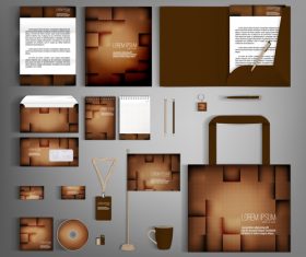 Brown gradient cover corporate stationery collection vector