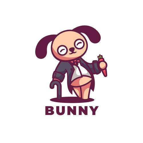 Bunny gentleman cartoon vector