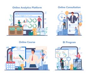 Business analyst online cartoon banner vector