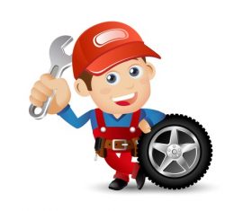 Cartoon repair tire illustration vector