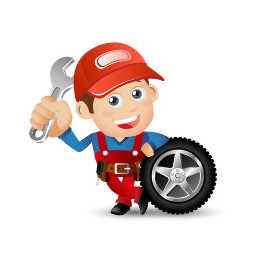 Cartoon repair tire illustration vector