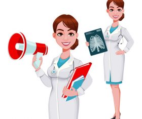 Cartoon young female doctor vector