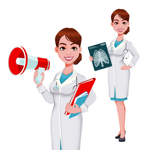 Cartoon young female doctor vector