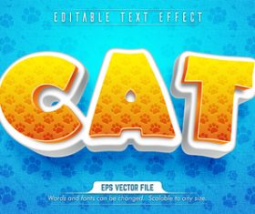 Cat text 3d yellow style text effect vector