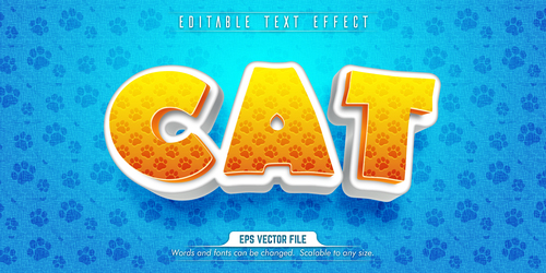 Cat text 3d yellow style text effect vector