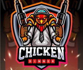 Chicken dinner game emblem design vector
