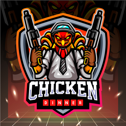 Chicken dinner game emblem design vector