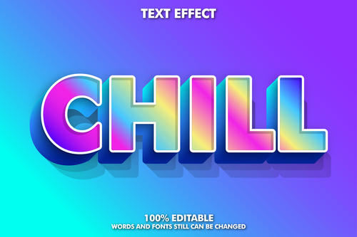 Chill words and fonts 3d text style vector