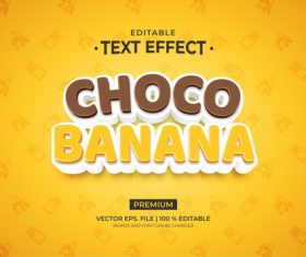 Choco banana text effect vector