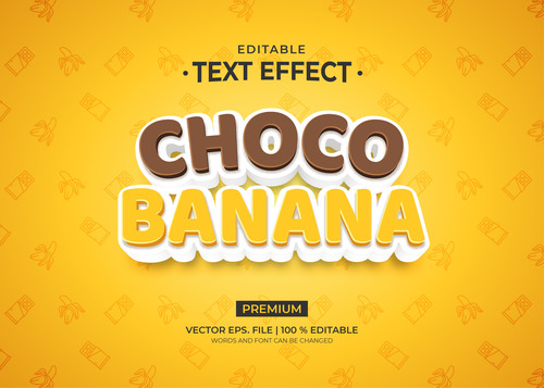 Choco banana text effect vector