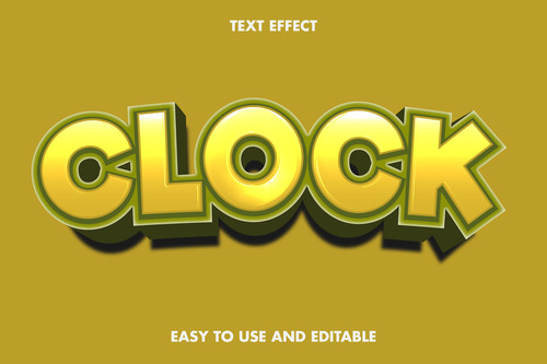 Clock 3d text style effect vector