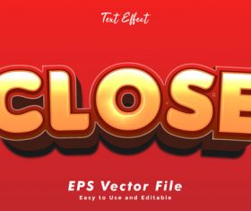 Close 3d text style effect vector