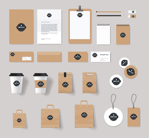 Coffee shop brown brand design vector