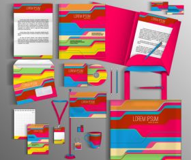 Color abstract cover corporate identity stationery collection vector